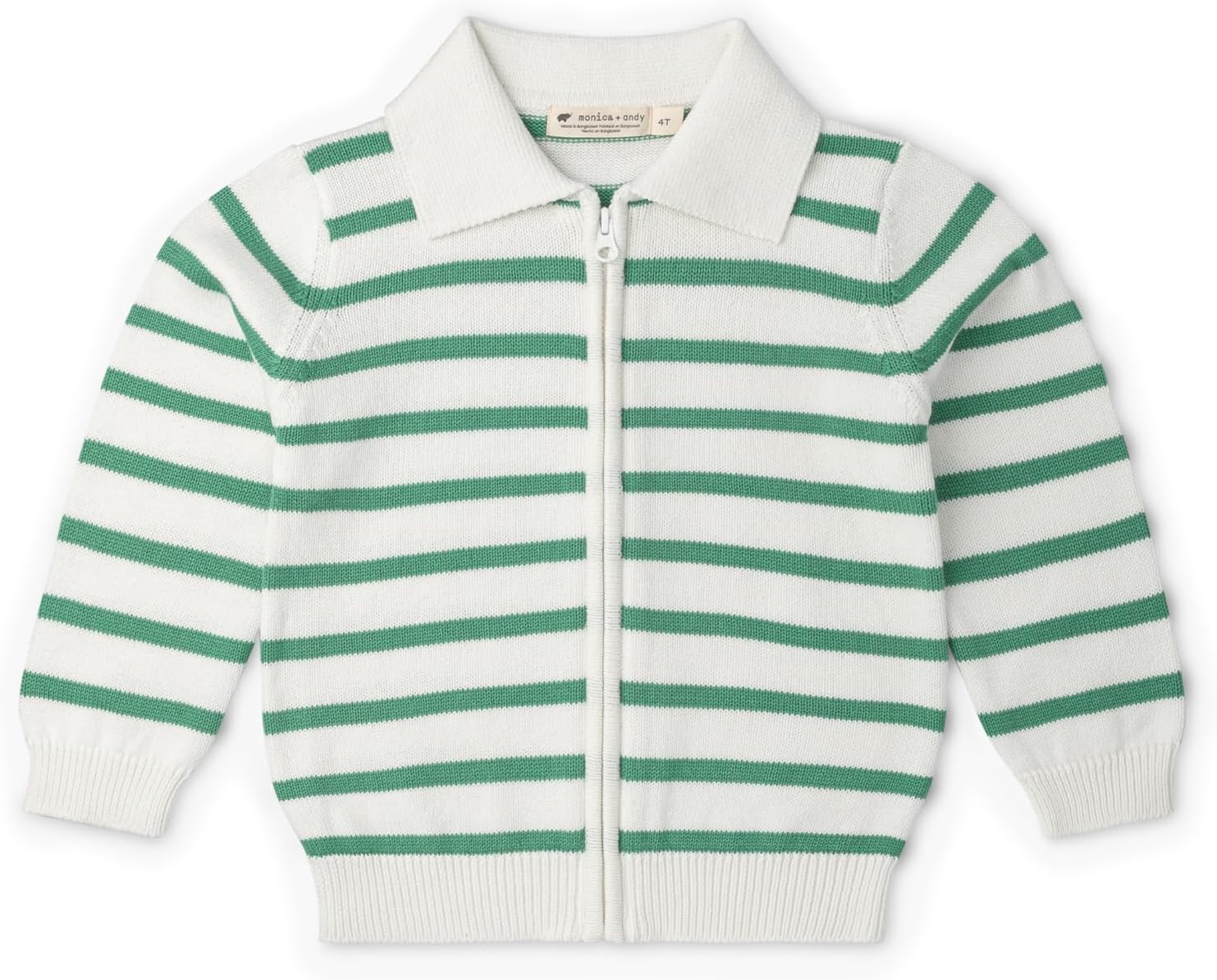 MONICA + ANDY Zip Up Sweater, 100% Organic Cotton Clothes for Girls & Boys, Sizes For Kids, Toddler & Baby