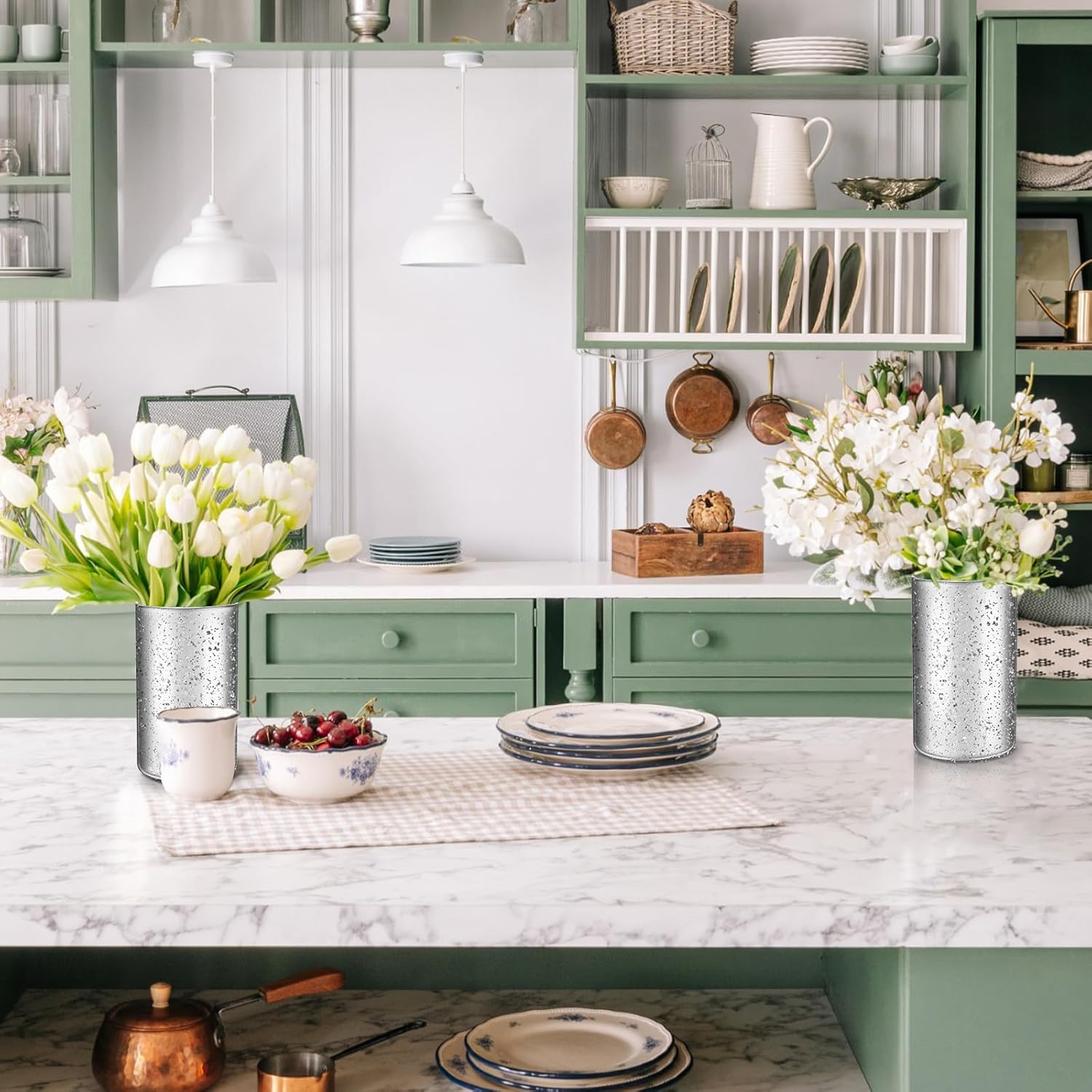 12 Pcs Bling Glass Vases for Flower Table Centerpieces 6 x 3.5 Inch Speckled Flowers Vase Votive Candle Holders for Wedding Centerpieces Party Supply Holiday Day (Silver)