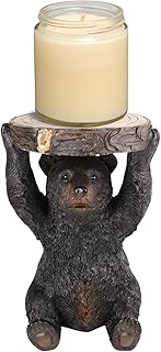 Needzo Black Bear Candle Holder, Rustic Cabin Decor, 5x6x9 Inches