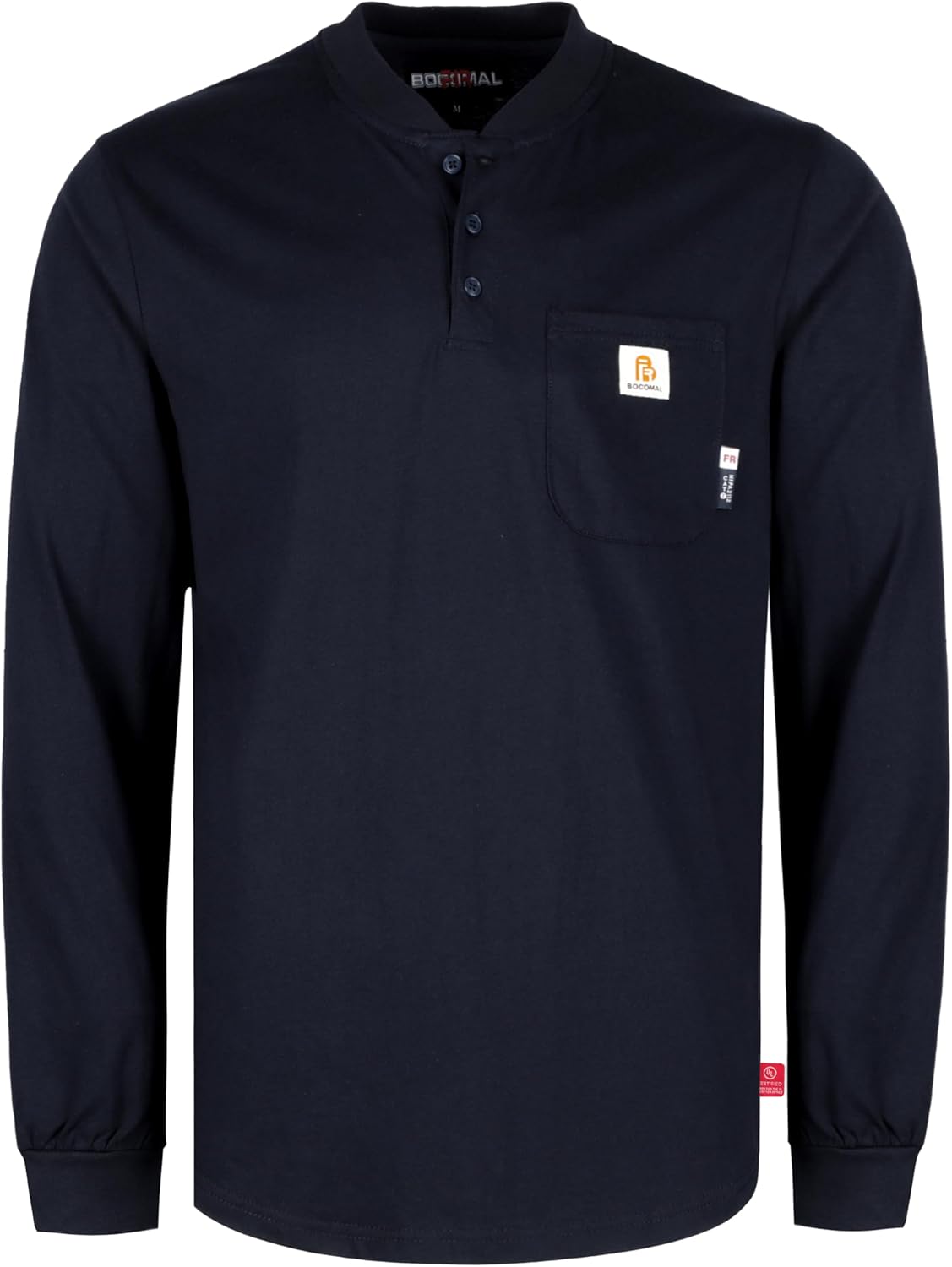 BOCOMAL FR Shirts 6oz Lightweight Flame Resistant Long Sleeve Henley Shirt Fire Retardant Workwear NFPA2112 CAT2