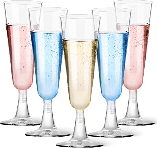 Plastic Champagne Flutes 20 Pack, 5.5 Oz Clear Disposable Plastic Champagne Glasses, Wine Glasses Cups for Wedding Celebration Birthday Party Wine Tasting New Years Eve Party Supplies