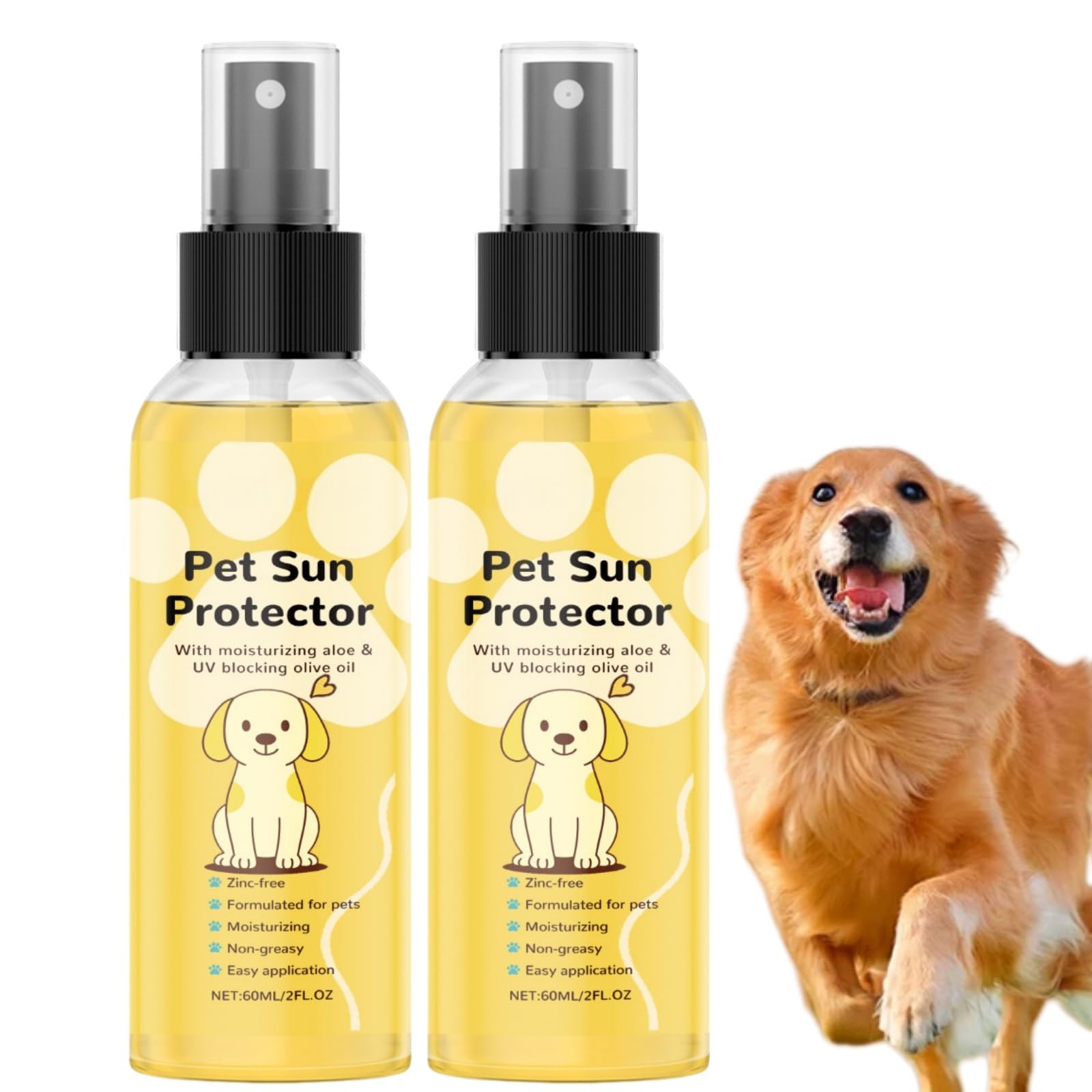 2*Dog Sunscreen Spray SPF 30,Pet Safe Sunscreen for Dog UK,with Fine Nozzle