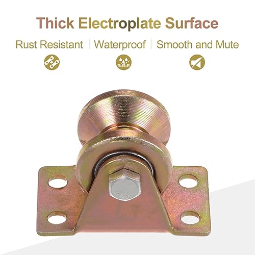 Miniatura 4 de HARFINGTON Rueda deslizante de puerta deslizante de 1.2 pulgadas, ruedas rígidas con soporte para pista en V invertida, capacidad de 661 libras por