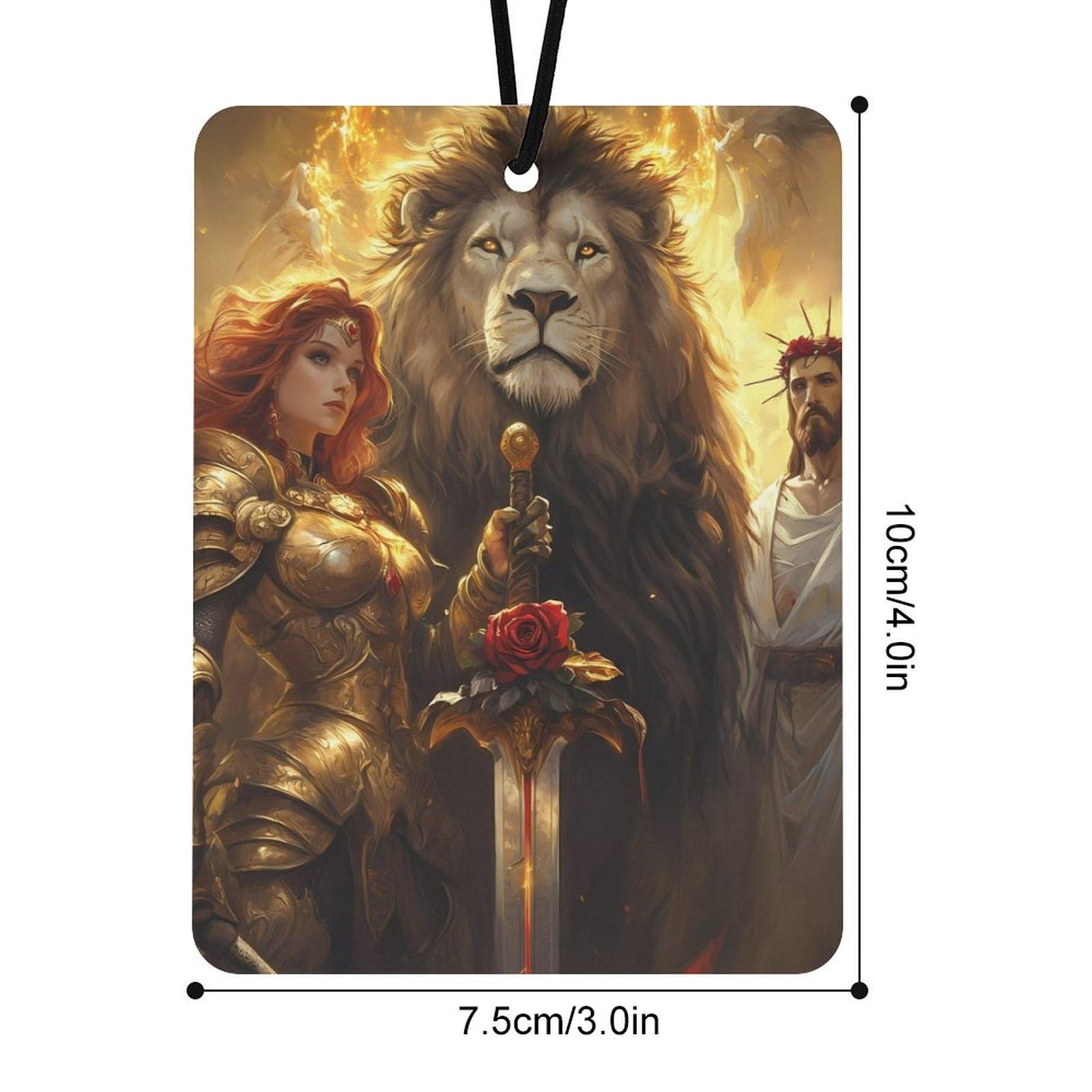 Lion And God Woman Warriores of God Car Air Freshener Hanging Aromatherapy Tablets for Car Accessories Square
