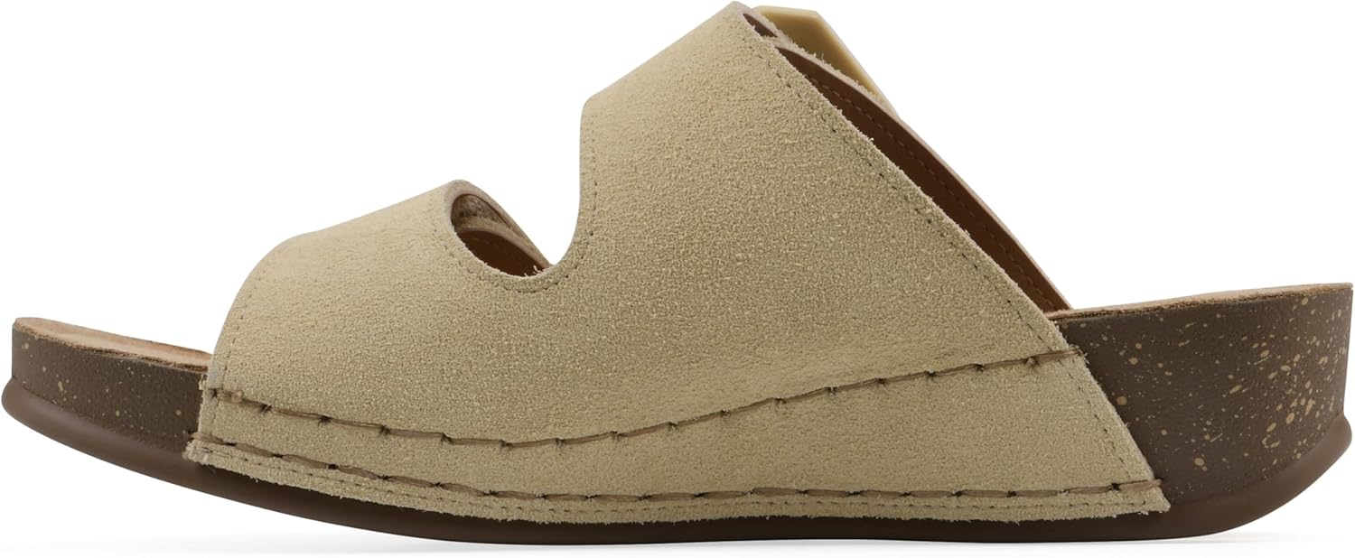 WHITE MOUNTAIN Women's Fearful Double-Strap Mini-Wedge Sandal