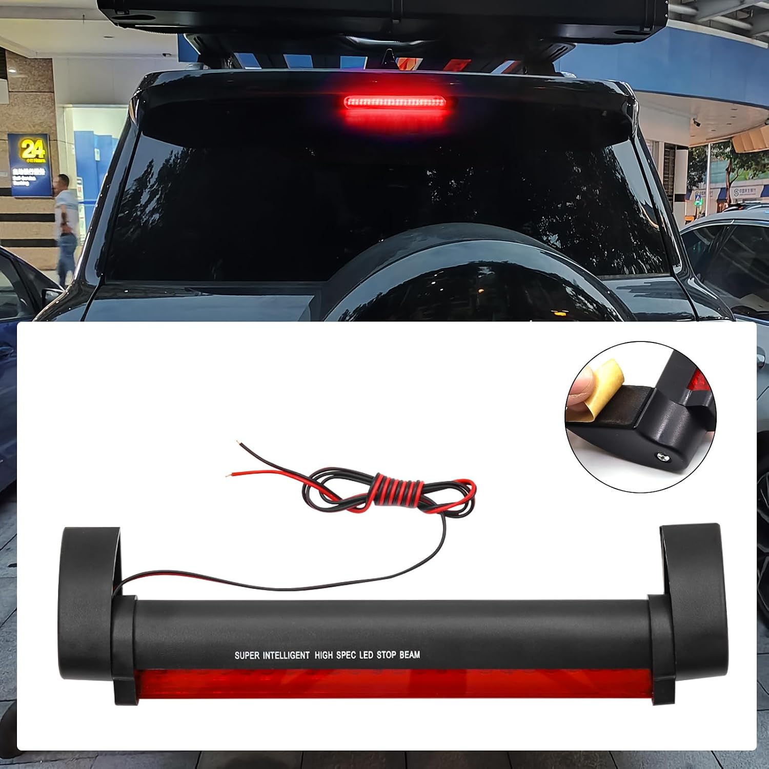 LED 3rd Brake Light - Center High Mount Stop Light, 24LED Red Trailer Bar, Third Tail 12V 1Pcs