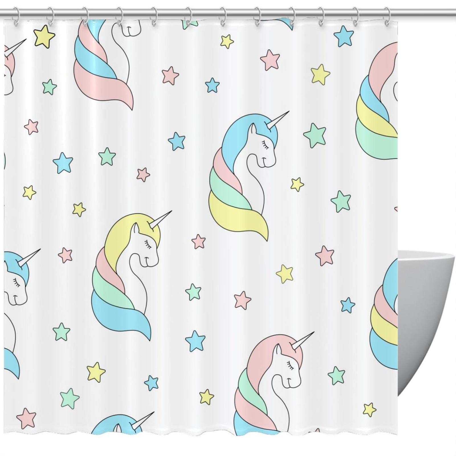 Rideau de douche imperméable bébé licorne 183x183 cm pour salle de bain enfant
