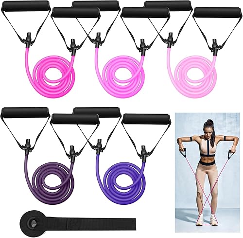 5 bandas de resistencia para ejercicio con asas, bandas de entrenamiento de resistencia física con anclaje de puerta para hombres y mujeres,