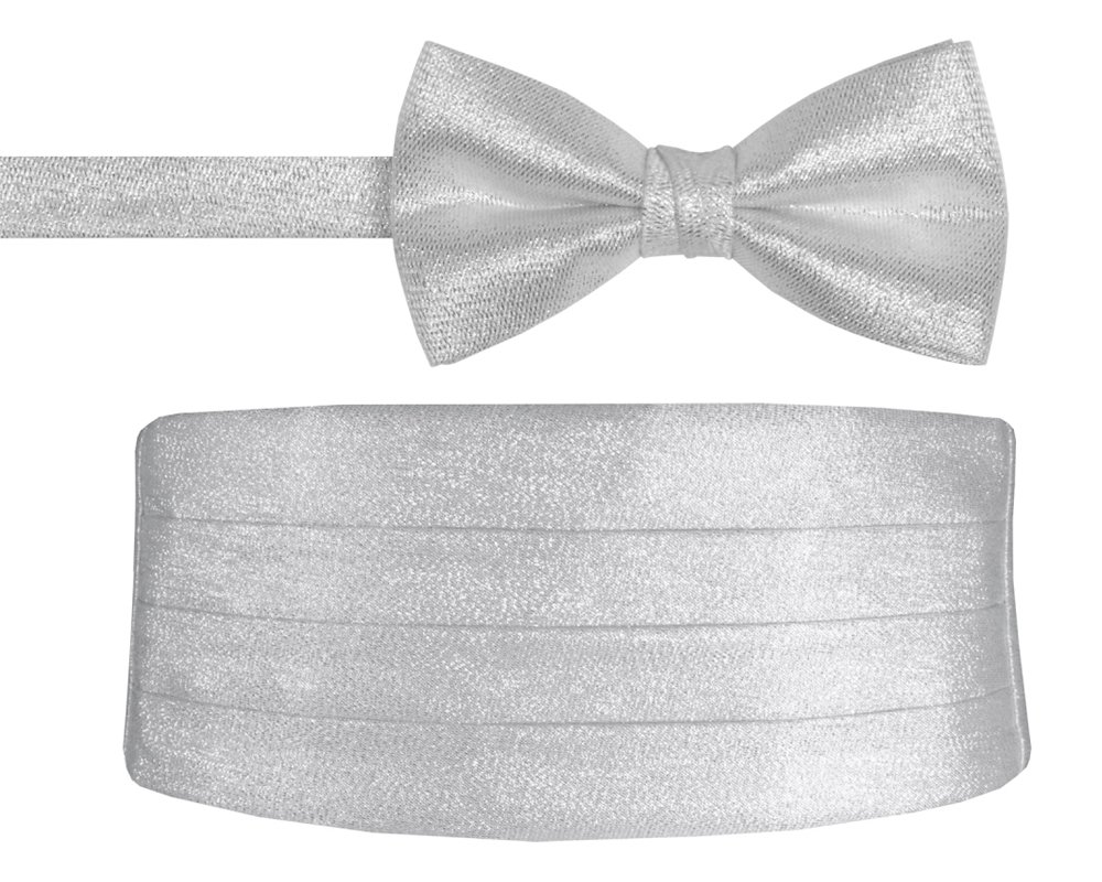 ez tuxedo Silver Metallic Bow Tie and Cummerbund Set for Men and Boys-picture-40