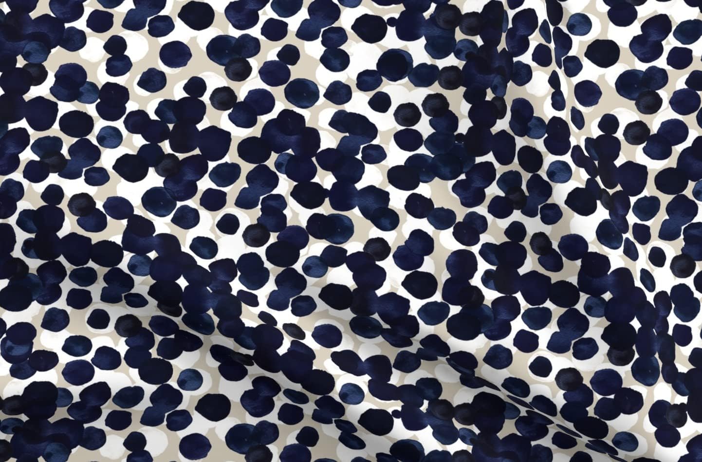 Spoonflower Fabric - Indigo Dots Watercolor Blue Midnight White Dark Beige Leopard Print Printed on Upholstery Velvet Fabric Fat Quarter - Upholstery Home Decor Bottomweight Apparel