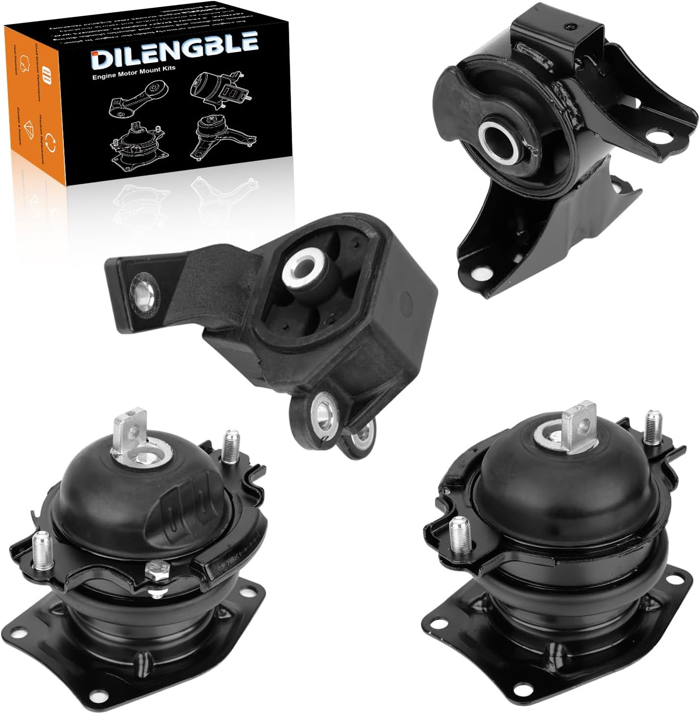 Engine Motor Mount & Trans Mount Replacement for Honda Pilot 2009 2010 2011 2012 2013 2014 2015 V6 3.5L, Engine Mount Set of 4 Replaces OE# A65078 A4587 A65077 A65015 9844 9411 9415 9845 9512