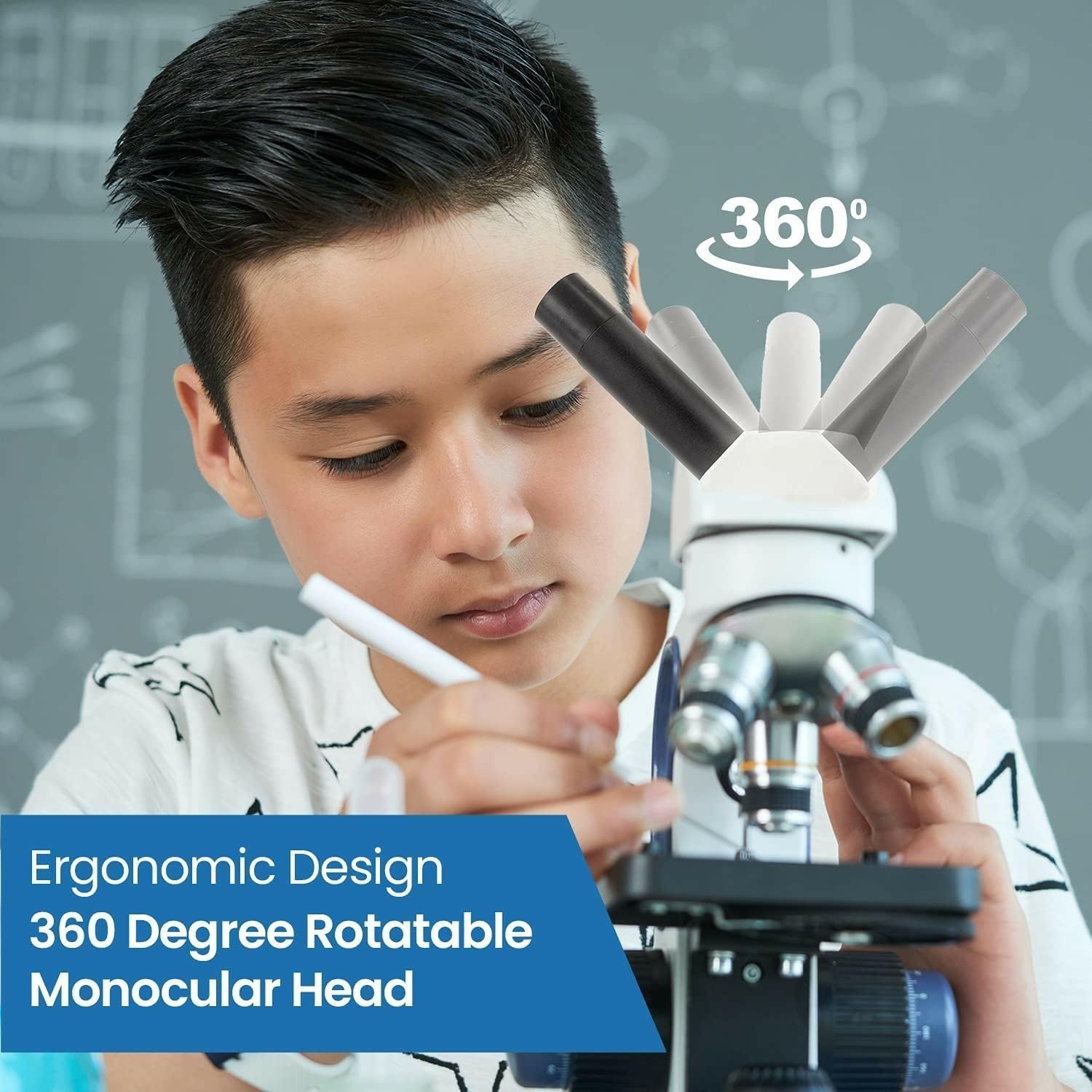 AmScope M158C-2L-E1 Digital Cordless Compound Monocular Microscope, WF10x and WF25x Eyepieces, 40x-1000x Magnification, Upper and Lower LED Illumination with Rheostat, Brightfield, Single-Lens Condenser, Coaxial Coarse and Fine Focus, Plain Stage, 110V or Battery-Powered, Includes 1.3MP Camera and Software