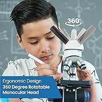 Vista 7 de AmScope Microscopio monocular compuesto inalámbrico digital M158C-2L-E1, oculares WF10x y WF25x, aumento de 40x-1000x, iluminación LED superior e