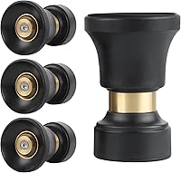 Lichamp 4-Pack Heavy Duty Brass Fireman Hose Nozzles - Leak-Proof Adjustable High Power Garden Sprayer for Car Wash, Lawn, Patio & Pets