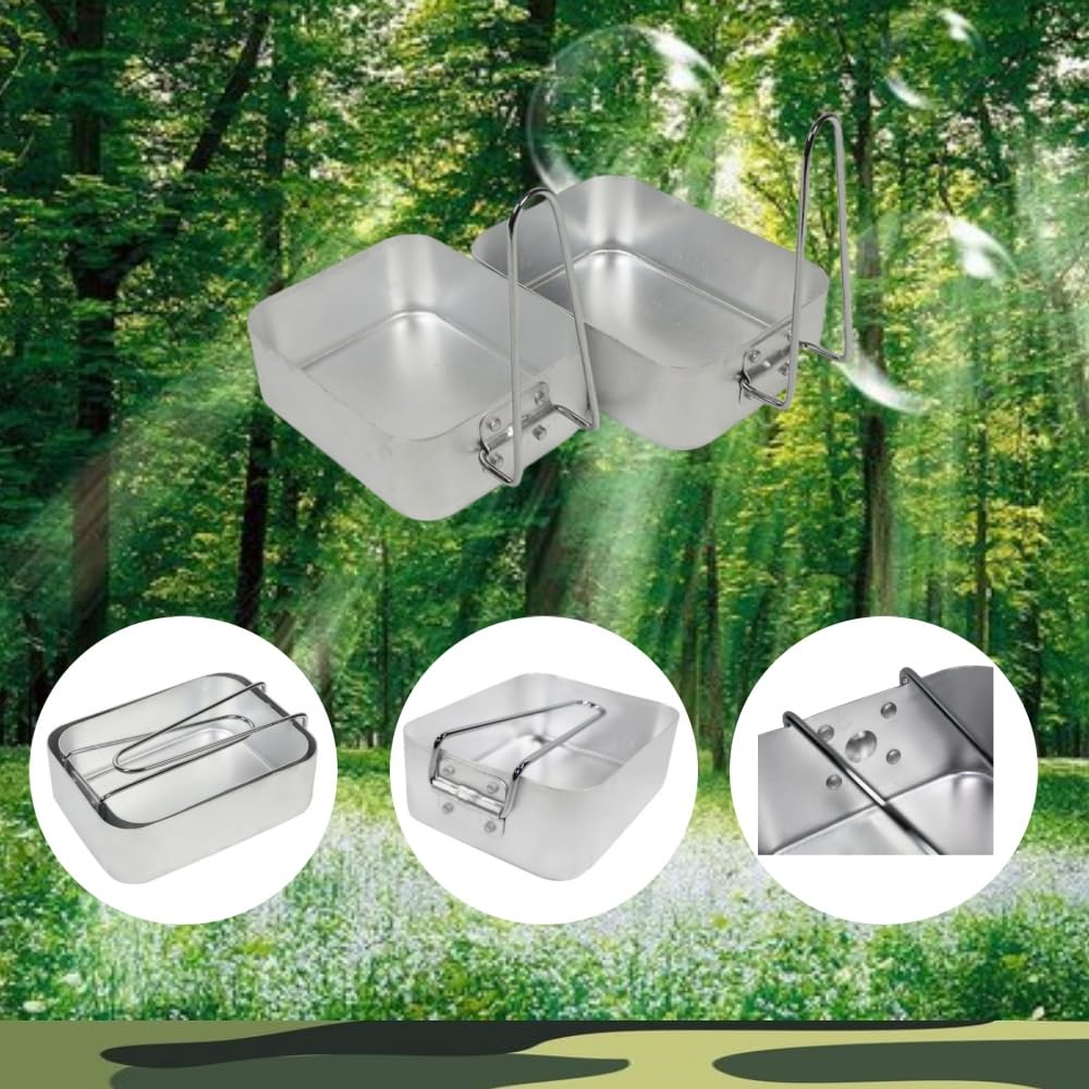 Lot de 2 boîtes gigognes en aluminium pour le camping et la cuisine, ensemble de boîtes en aluminium légères, idéales pour le camping, les festivals et les excursions de pêche