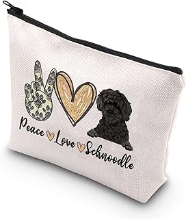 Schnoodle Mama Gift Peace Love Schnoodle Cute Puppy Themed Makeup Bag for Dog Lover (PLSchnoodle)
