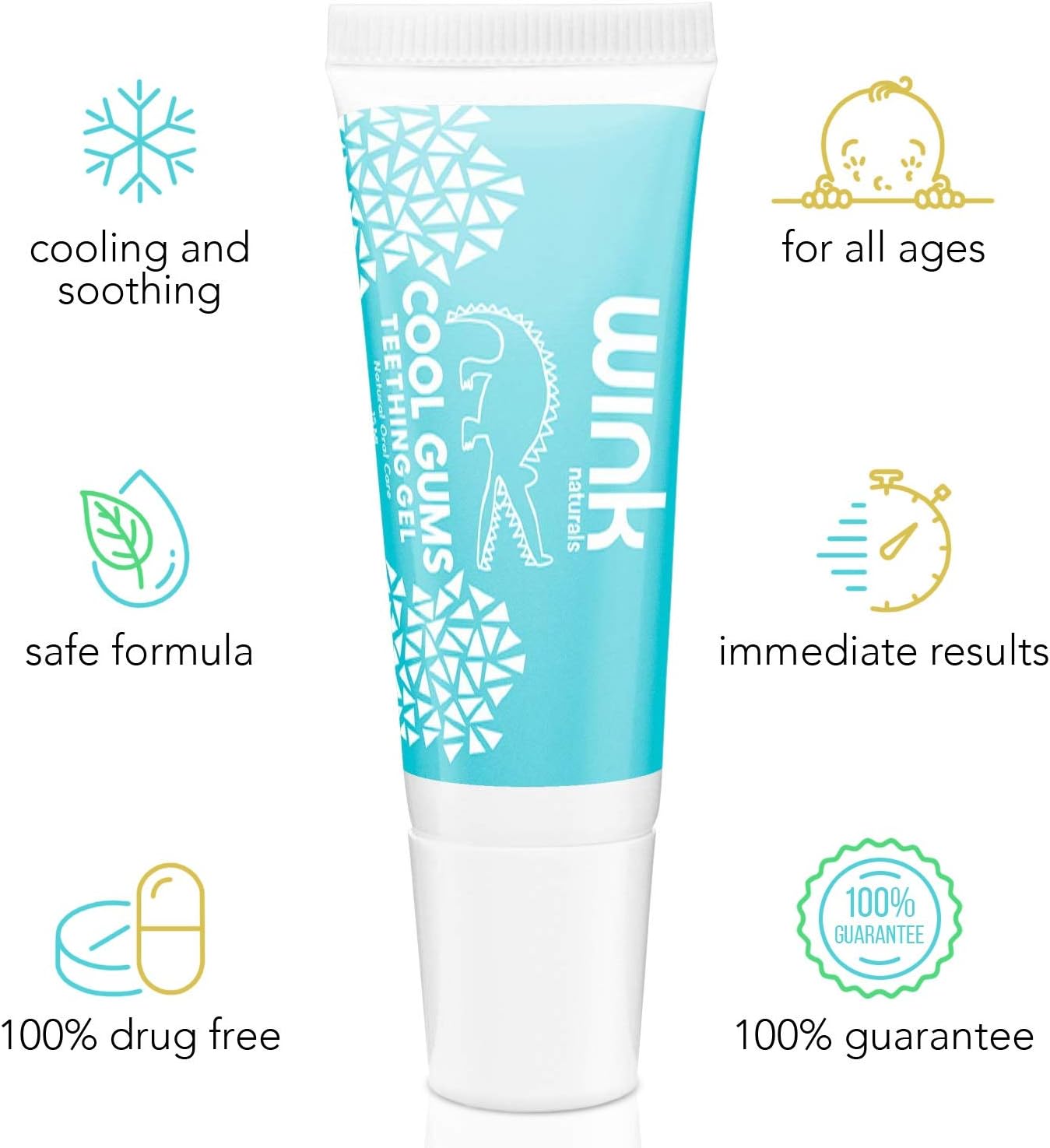 Wink Naturals Baby Teething Relief for Infants and Kids, Cooling, Soothing Natural Gel for Sore Gums and Other Teething Discomfort, May Be Used As A Toddler Training Toothpaste (15 ml) : Baby