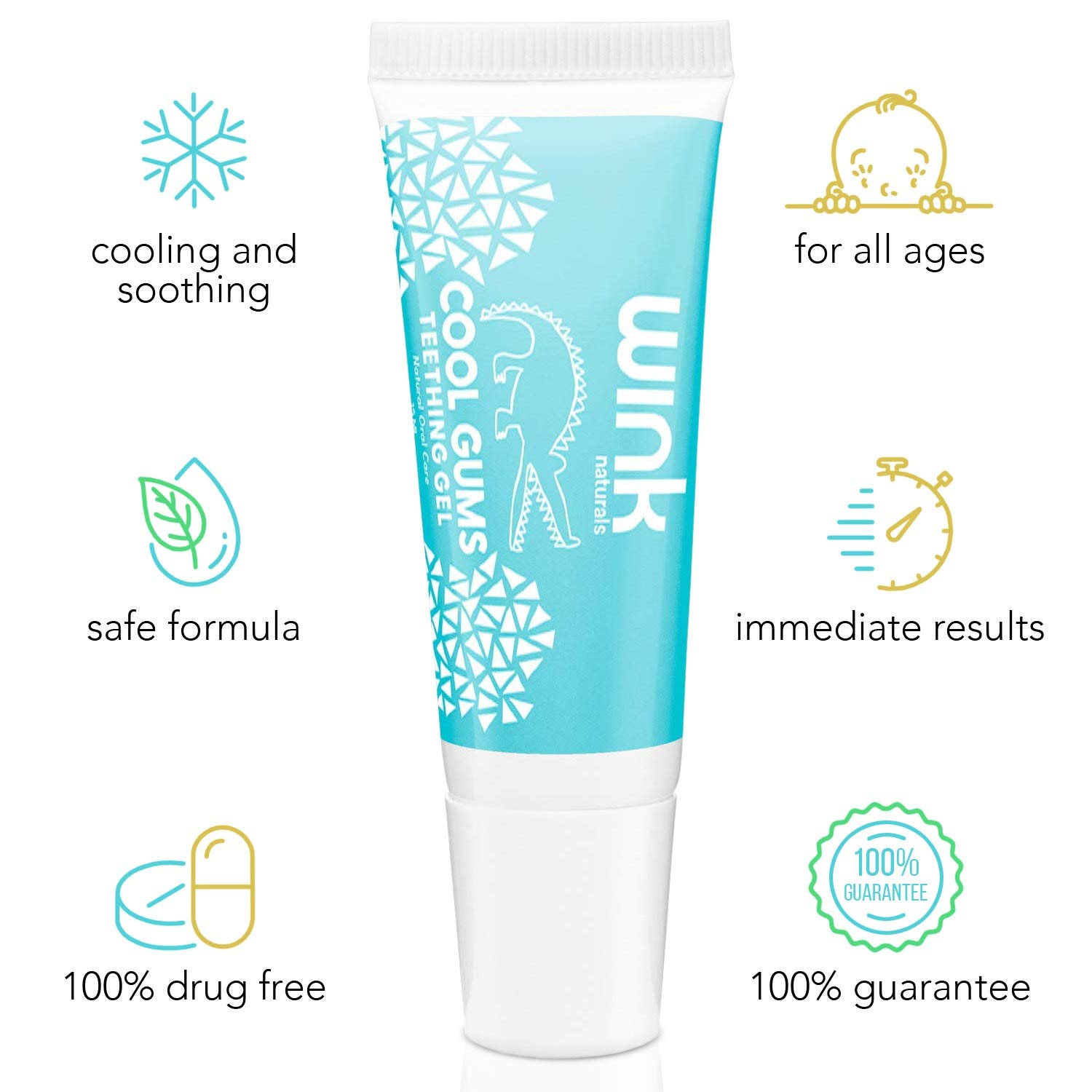 Wink Naturals Baby Teething Gel - Teething Relief for Infants and Kids, Cooling, Soothing Natural Gel for Sore Gums and Other Teething Discomfort (Twin Pack, 15 ml Each) : Baby