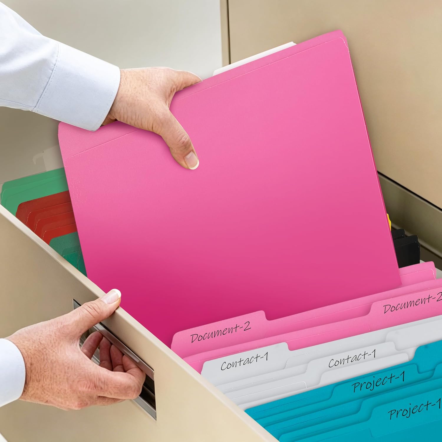 Two-Tone File Folder 8.5 x 11 Inch,100 Pack Red File Folders,1/3 Cut Tabs File Folder Letter Size,Colored File Folders,Manila File Folders for Office,School and Home,Organization