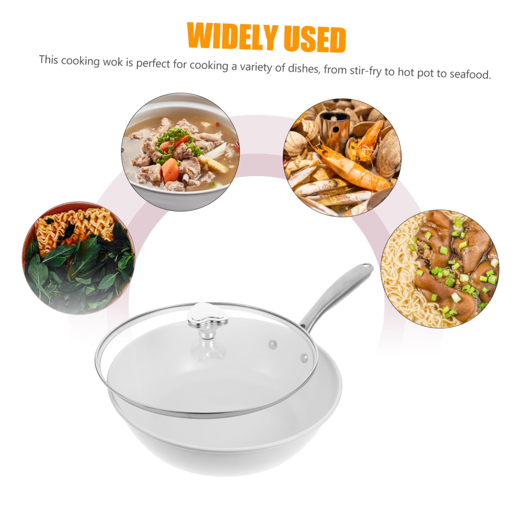 Wok Antiaderente 1 Pezzo in Ceramica Shell con Coperchio