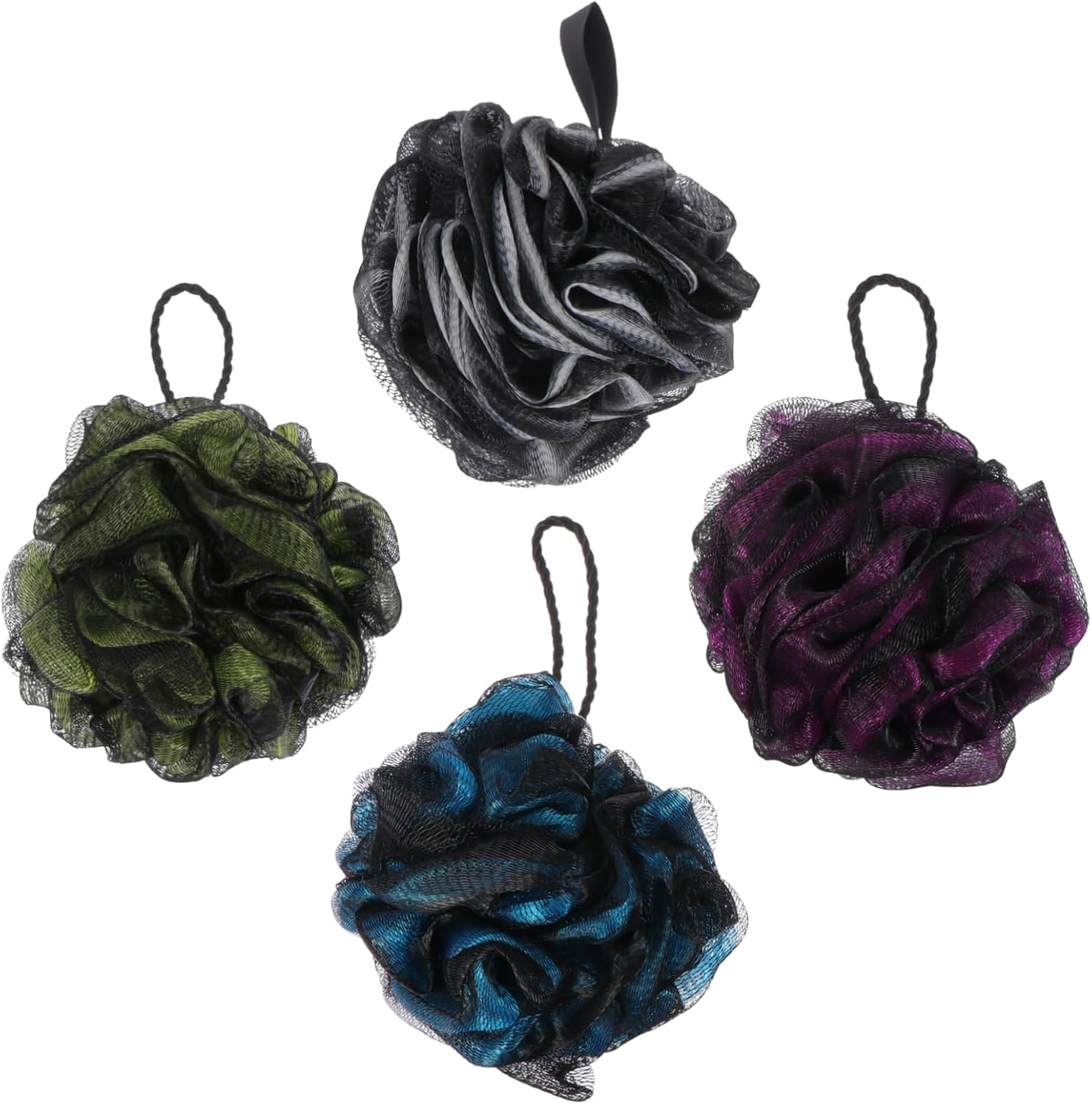 4Pcs Bathing Skin Scrubber with Lanyard PE Gentle Exfoliation