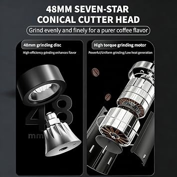 Compact Electric Burr Coffee Grinder, Single Dose & Low Retention, 48mm Stainless Steel Conical Burrs with 60-Step Grind Settings, for Espresso & Drip