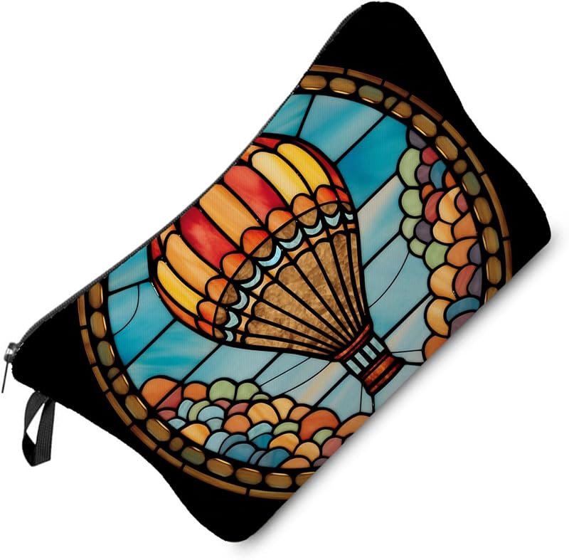 Necessaire de maquiagem Livel lhood com estampa de balão de ar quente em vitral