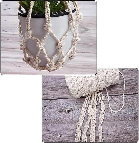 Miniatura 8 de Cuerda de macramé de algodón de 0.157 in, 328.1 ft, 1 paquete de 4 hebras torcidas de 0.157 in (0.157 in) para macramé tejida a mano hecha a mano