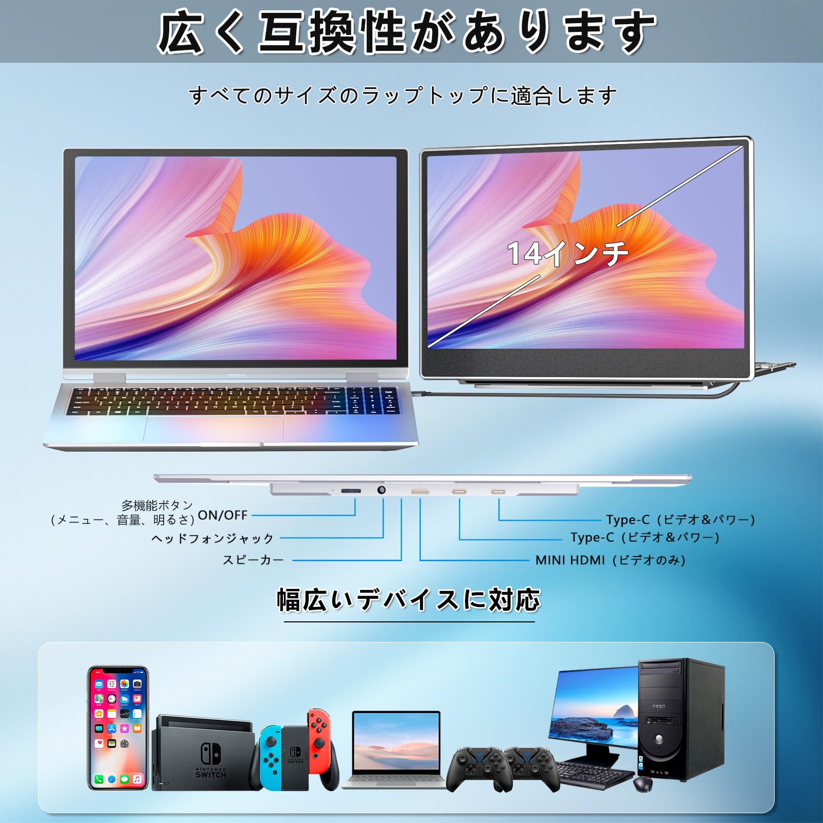 Amazon.co.jp: ノートパソコン用ポータブルモニター ノートパソコン