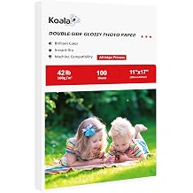 Koala Brochure Paper Double Side Glossy for Printing Photo 11X17 Inches 100 Sheets Compatible with Inkjet Printer 42LB