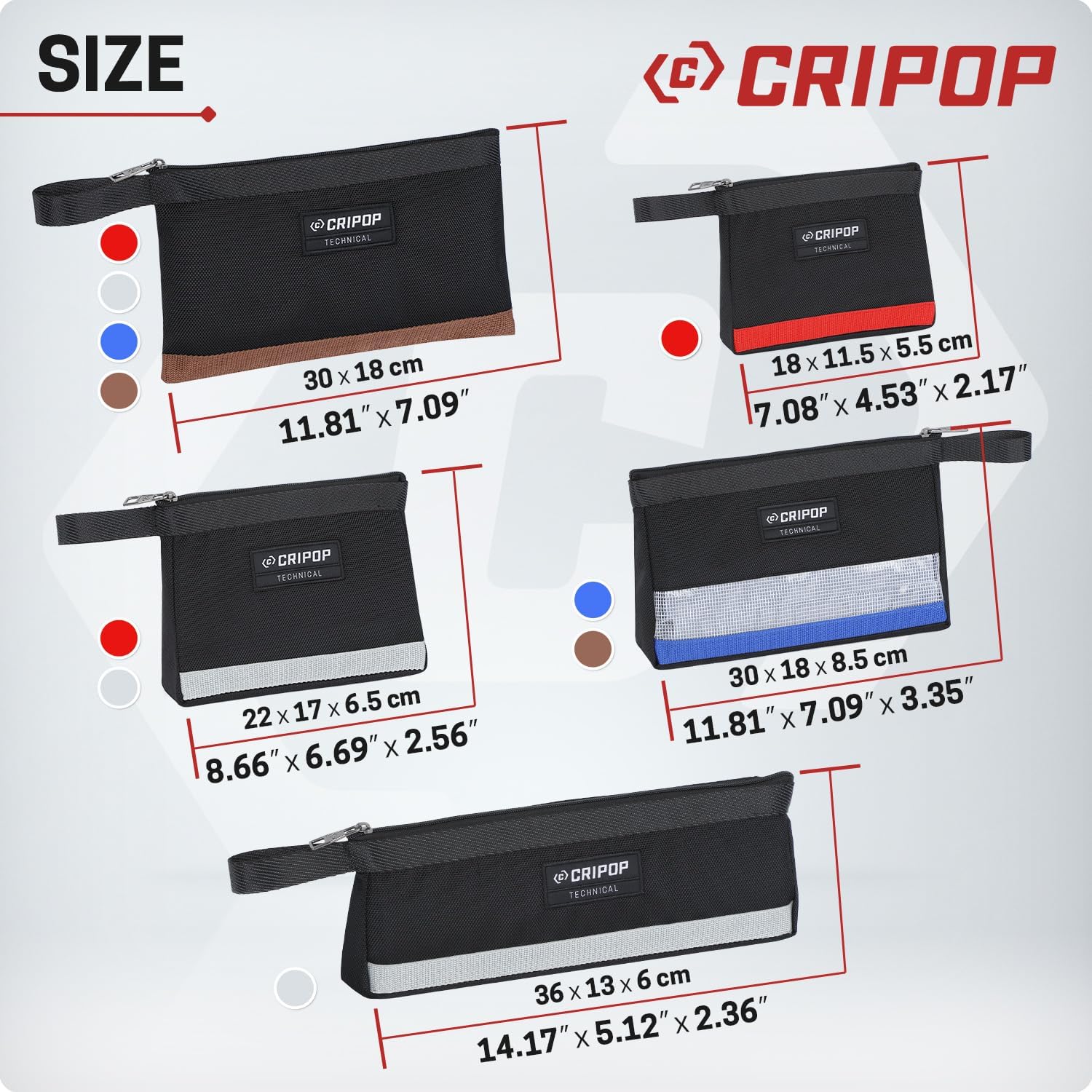 10 Pack Zipper Tool Bag, 1680D Small Tool Bags Set with 6 Stand-Up Pouches and 4 Utility Bags, Multipurpose Storage Organizer for Tool