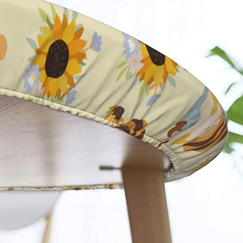 Vista 13 de Delerain Mantel redondo ajustable de hortensia azul, mantel redondo impermeable con borde elástico, lavable, para interiores y exteriores, se adapta