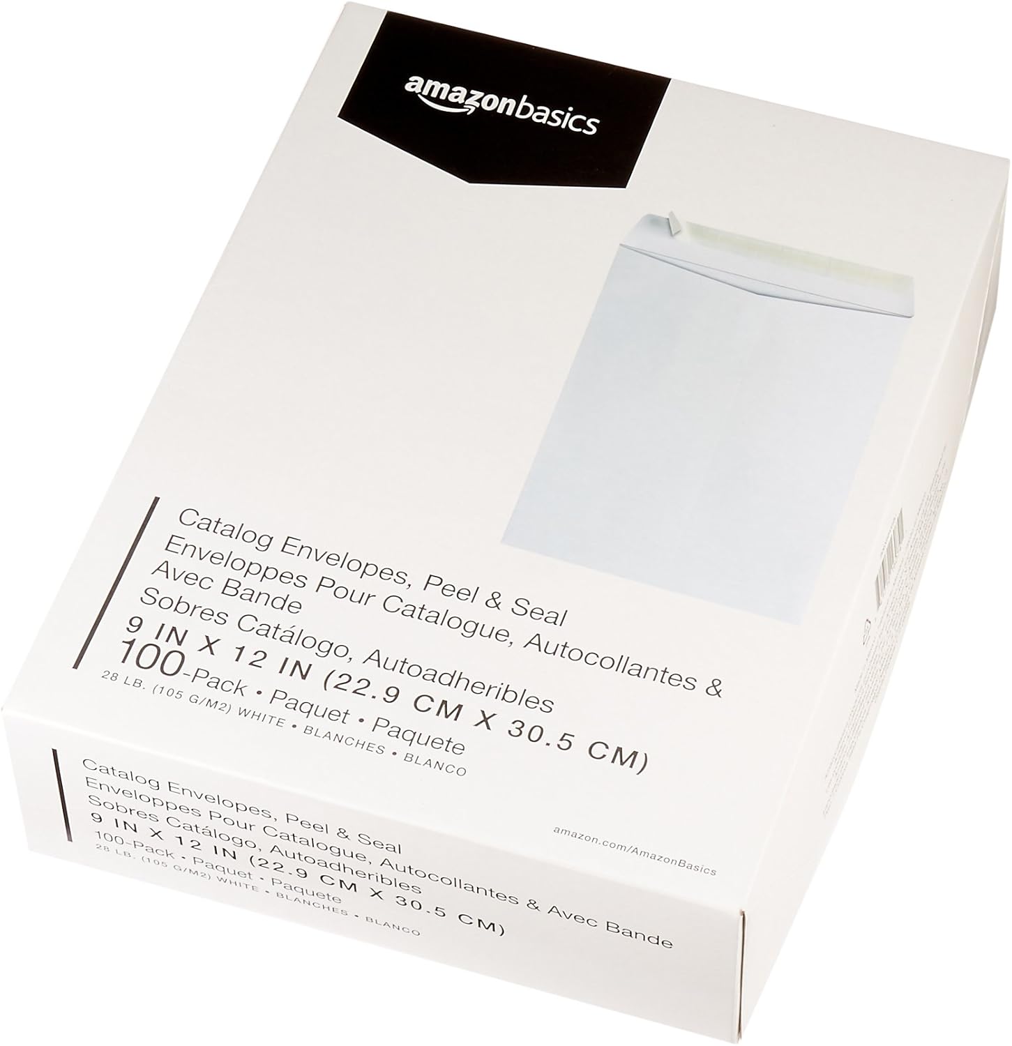 Amazon Basics Catalog Mailing Envelopes, Peel and Seal, 9x12 Inch, Strong Quality, 28 lb White, 100-Pack