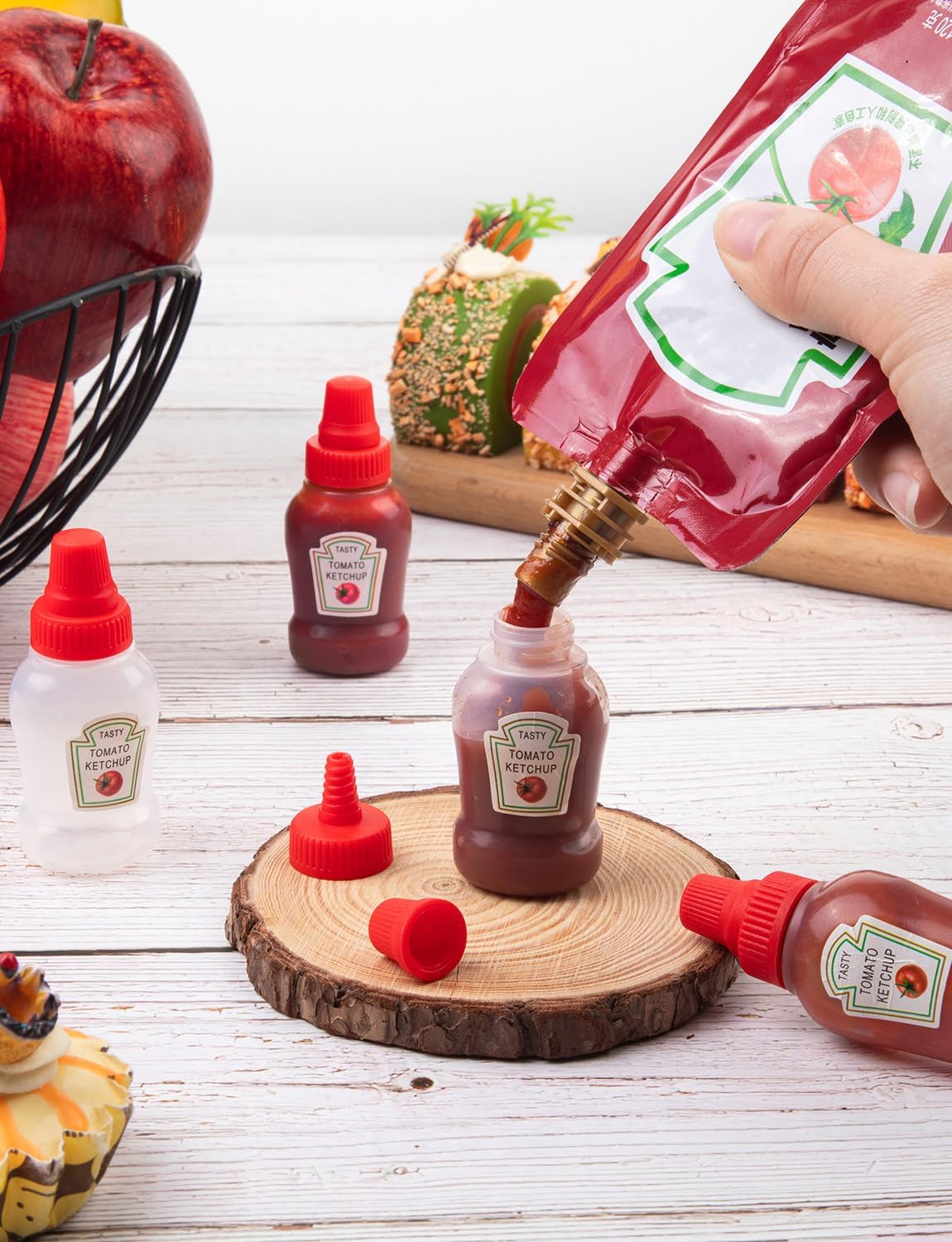 8 PCS Mini Ketchup Bottle for Lunch Box, 25 ml