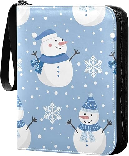 Cute Snowflakes Card Collecting Album in Sturdy PU Leather, 400 Pocket, Easy-to-Clean Playing Card Binder Waterproof