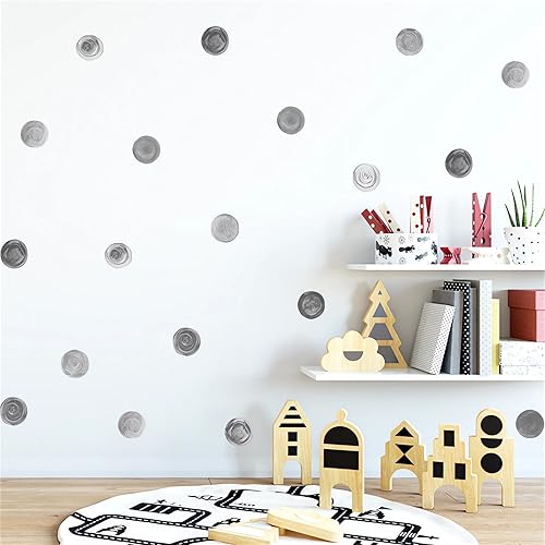 Miniatura 3 de 6 hojas de 72 calcomanías de pared de lunares de acuarela gris y negra, calcomanías de pared de sacinora Circle DIY, vinilo extraíble para armario,