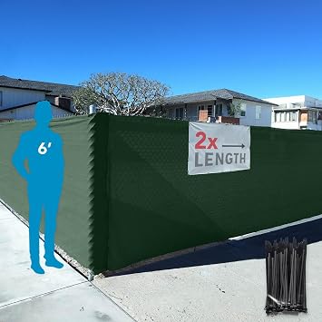 FenceScreen 6ft x 100ft Green Fence Privacy Screen Raw - 85% Blockage | Windscreen for Temporary Fence with 100 Fence Fasteners Included | Heavy Duty | UV & Weather Resistant | Easy Install