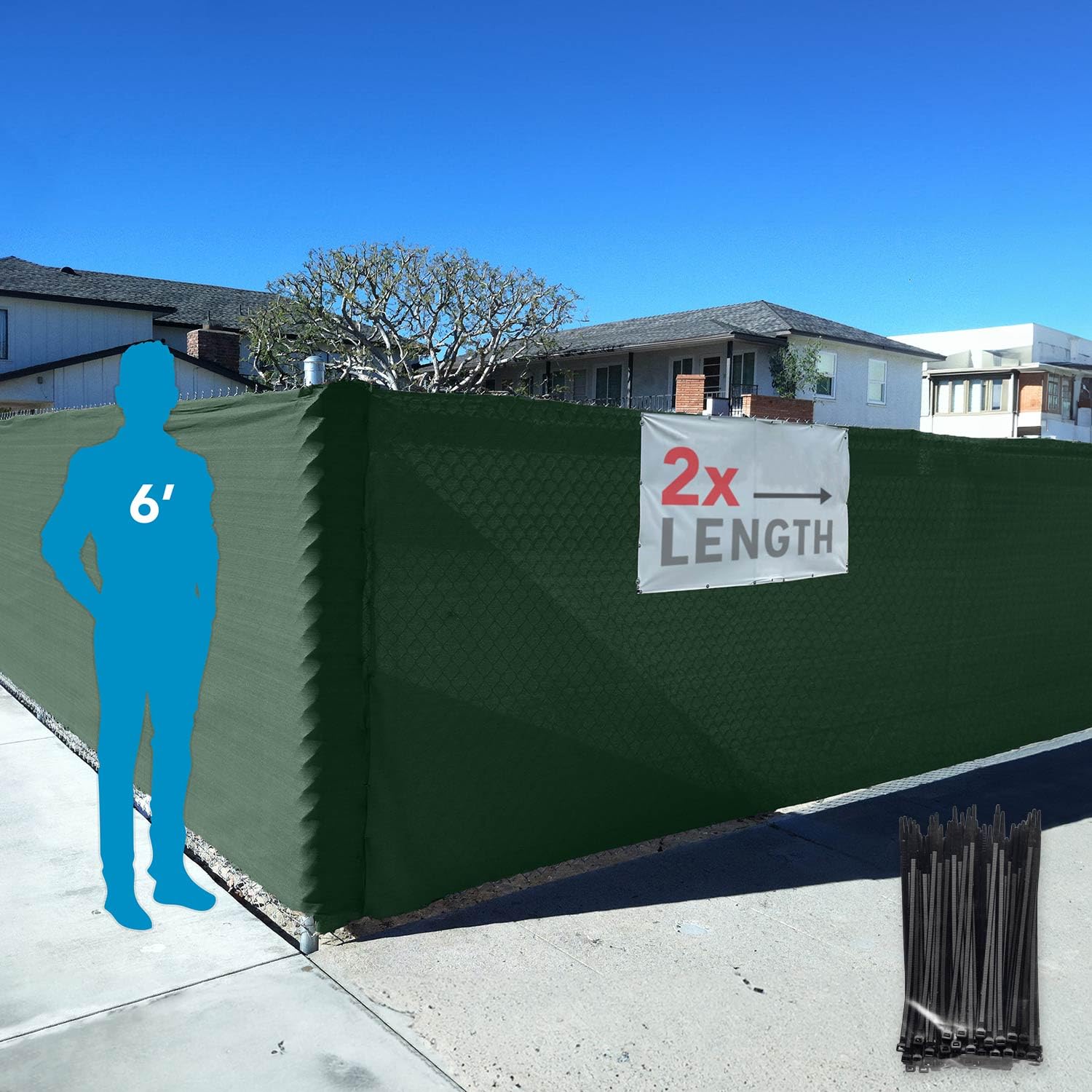 SEALTECH 4' x 100' Green Heavy-Duty Polyethylene Mesh Privacy Fence Screen ST-203-4X100