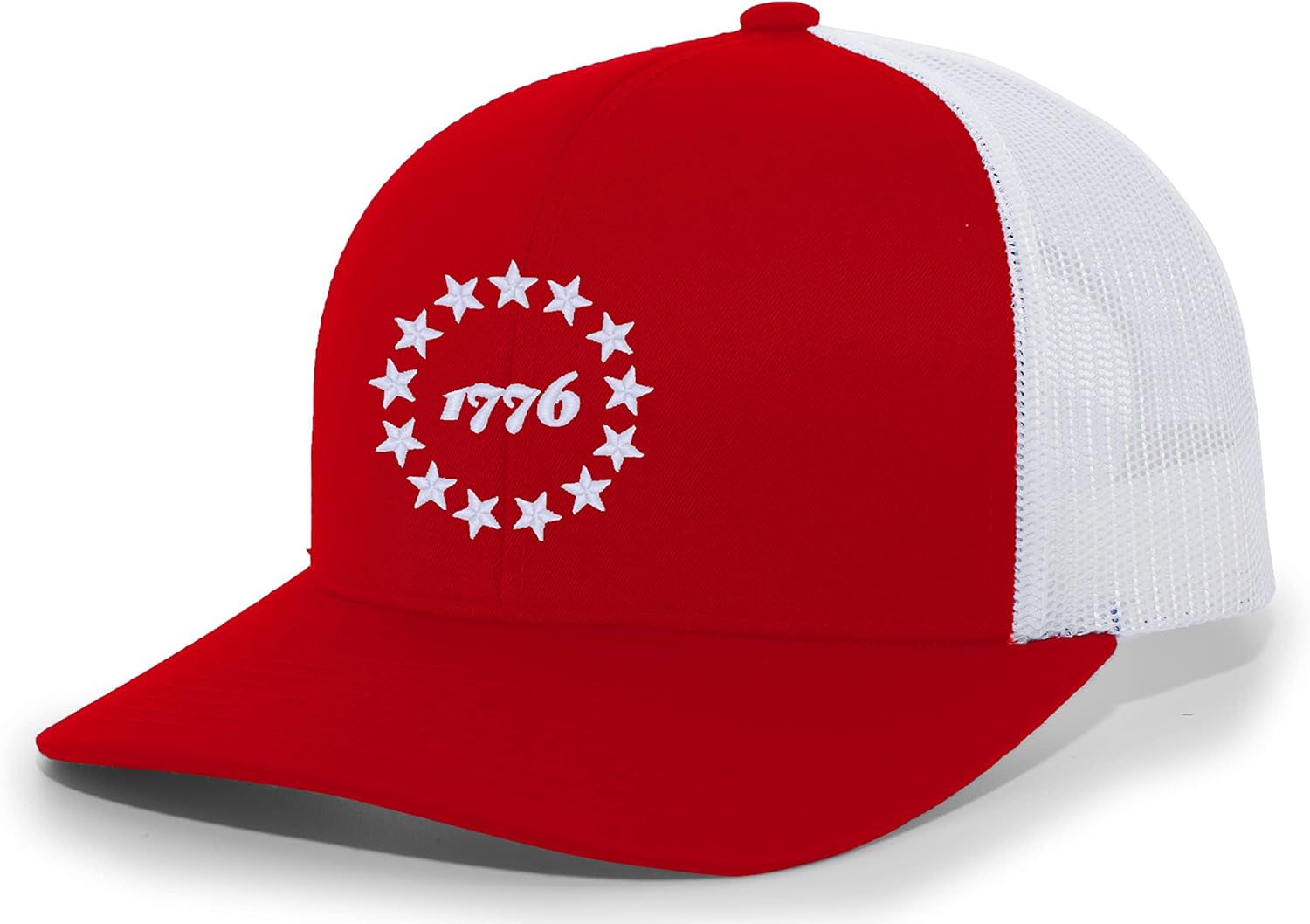 Heritage Pride 1776 Hat 13 Stars Circle Betsy Ross Flag Embroidered Mens Mesh Back Trucker Hat