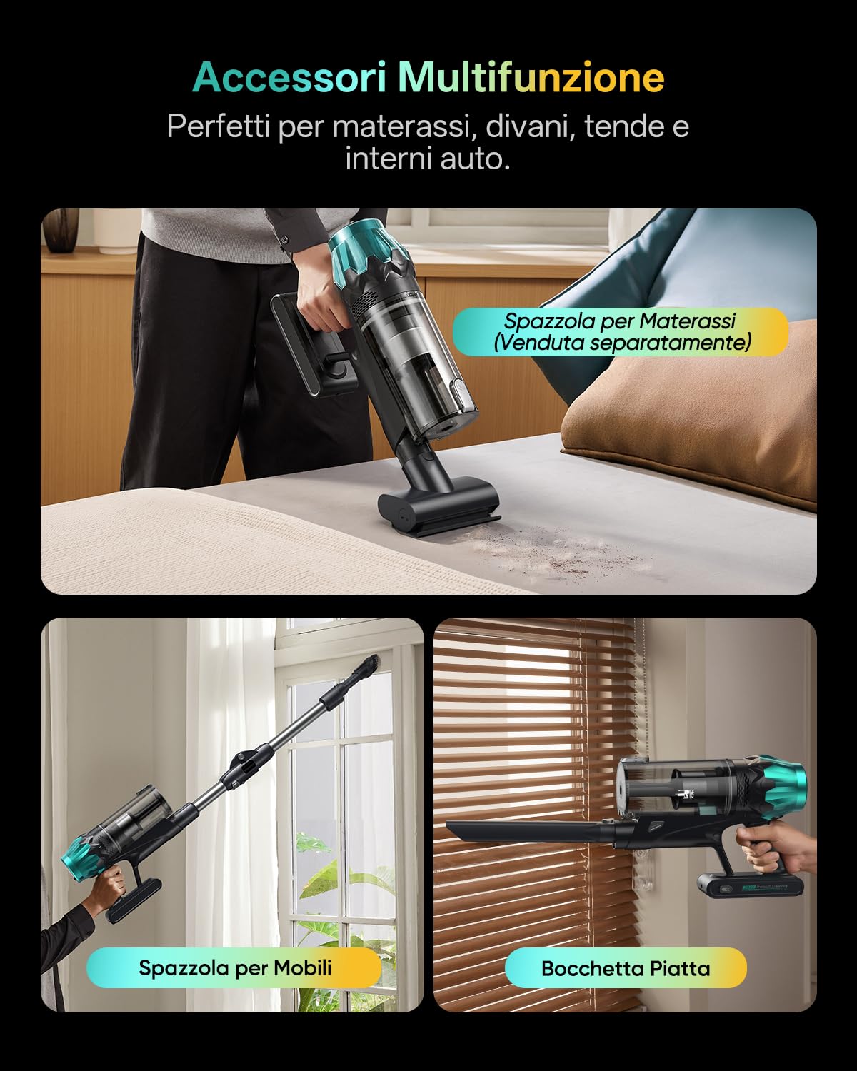 Vexilar Aspirapolvere Senza Fili Potente 65000Pa/ 60Min, V15Max Aspirapolvere Lavapavimenti,Antigroviglio,Ultraleggero,Scopa Elettrica Senza Fili Aspirapolvere Senza Sacco per Pavimenti/Tappeti,Nero