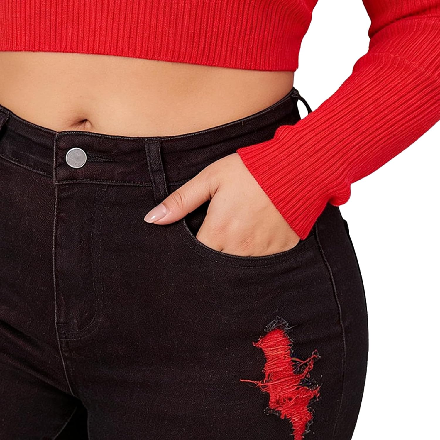 Women's High Waisted Stretchy Skinny Jeans Plus Size Ripped Distressed Butt Lifting Jeans Ankle Jean