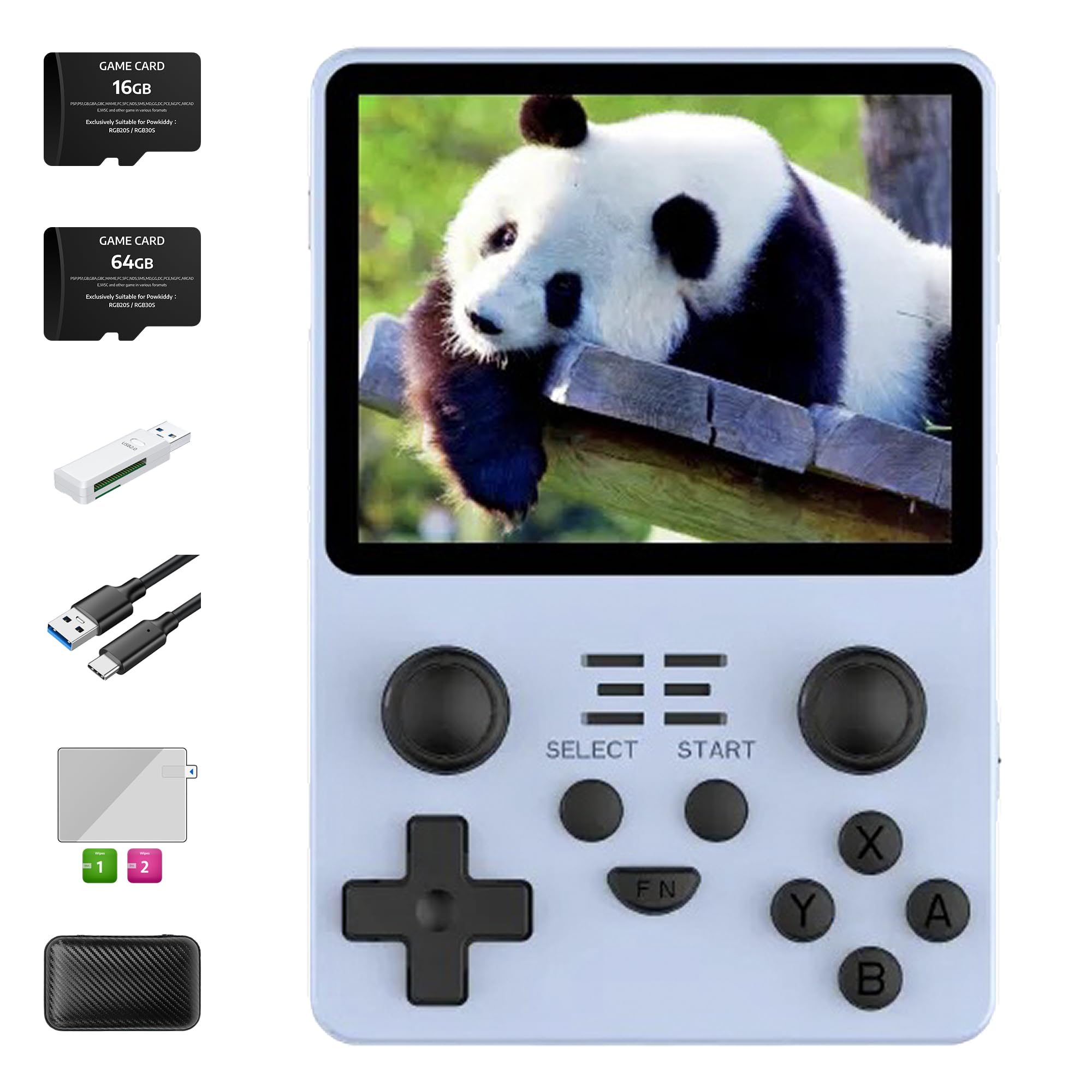 RGB20S Handheld Game Console Retro Gaming Console with 20 Emulators 21K+ Preloaded Games 3.5” IPS Screen RK3326 Processor Portable Video Game Console for Kids & Adults Multi-Game System (Blue-64G)