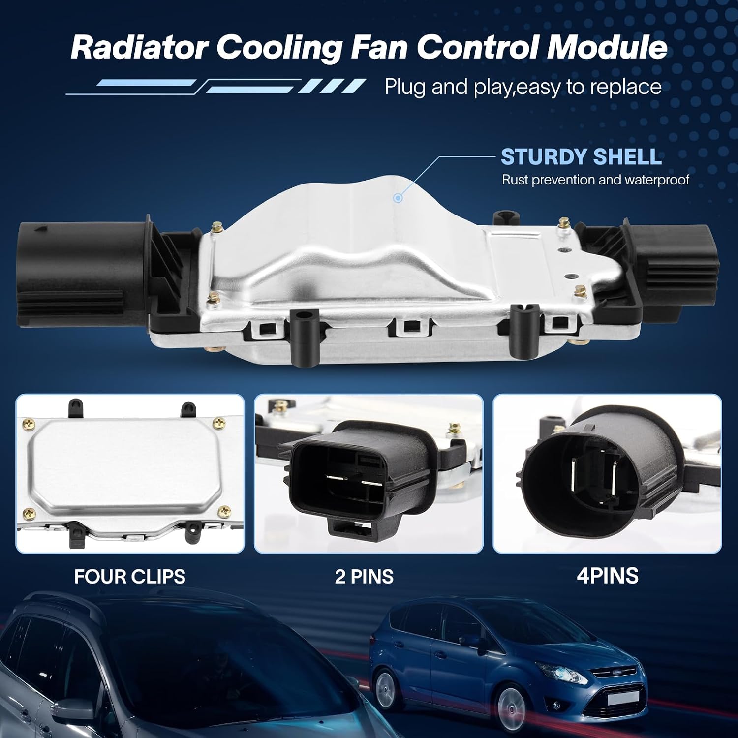 Engine Cooling Fan Control Module Compatible with Focus Escape Transit Fusion Lincoln MKZ Mercury Milan Volvo V40 OEM#1137328567,1137328464,8G138C609AB