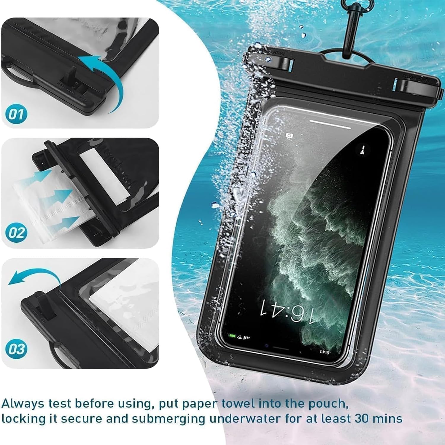 [2 Pack Waterproof Adjustable Lanyard Phone Pouch, [1 Wave Shape Interior Card Pocket Case & 1 Transparent Dry Bag], IPX8 Cruise Ship Beach Essential, for iPhone 17 16 15 14 ProMax Air