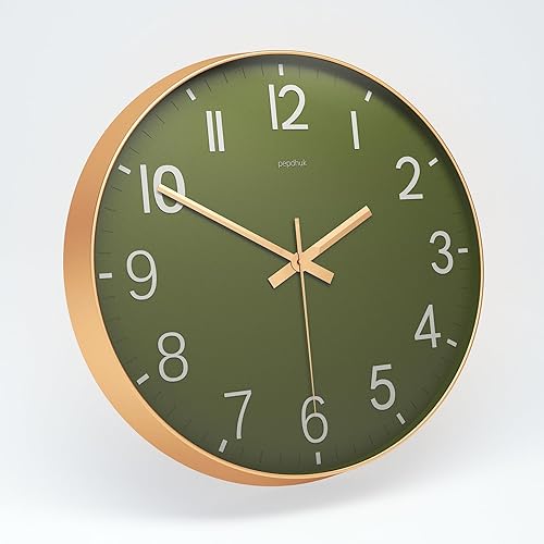 Reloj de pared verde oliva de 10 pulgadas, funciona con pilas, silencioso, sin tictac, moderno, para sala de estar, dormitorio, cocina, oficina,
