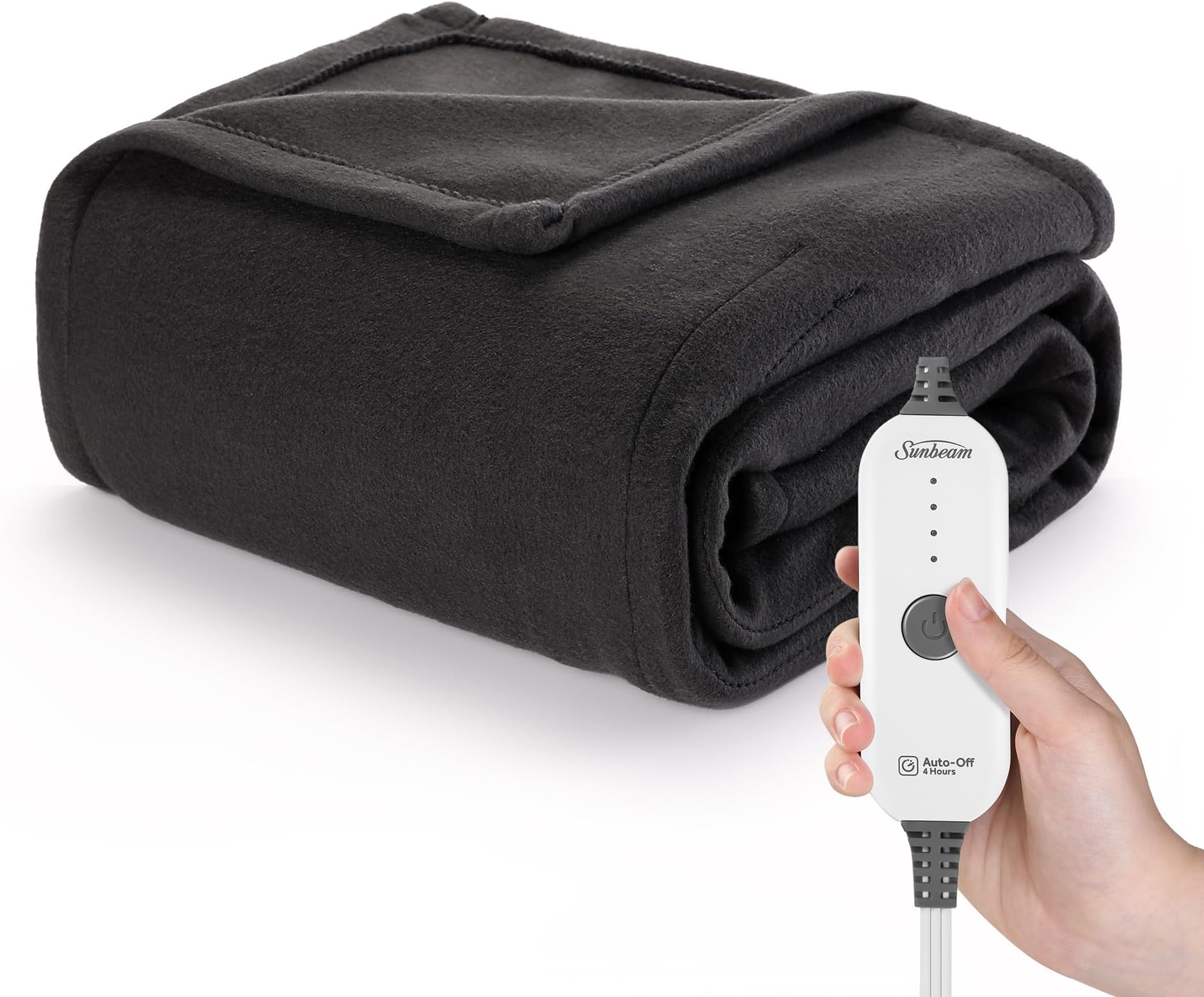 Sunbeam Velvet Plush Heated Throw (Slate) 50" x 60" 3Heat