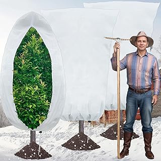 3 Pack Plant Covers Freeze Protection-71x47 inch 2.47oz/yd²,Shrub Plant Covers for Winter Cold Weather,Reusable Tree Frost Blankets Freeze Protection Bags Cloth with Drawstring Zipper for Outdoor