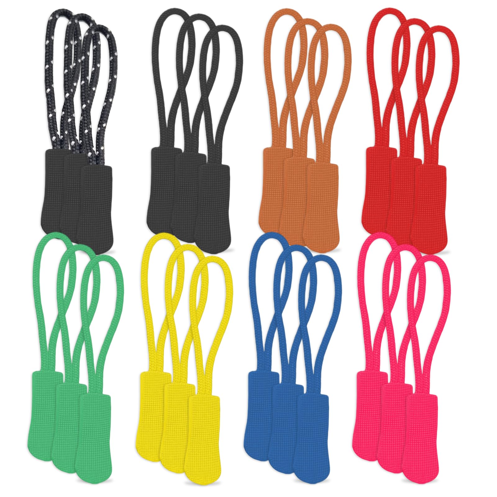 Bogclee 8 Assorted Colors Zipper Pulls, 40 Pcs Multicolor Extension Zip Tags Kit For Bags Backpacks Luggage Clothes Purses Jackets Zipper Replacement Tag Tents