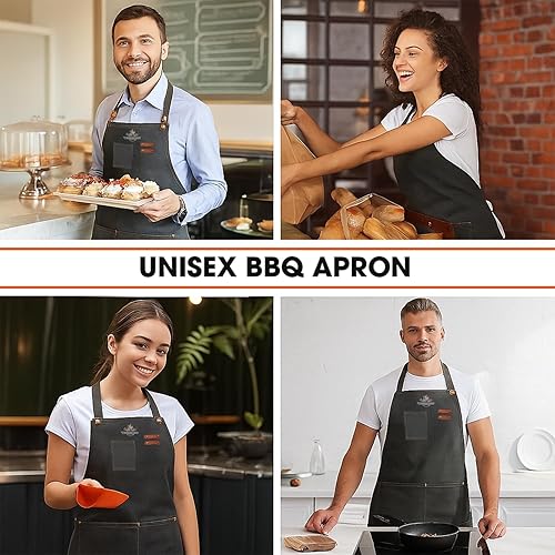 Miniatura 5 de Delantal de cocina con espalda cruzada con bolsillos, delantal de cocina ajustable de algodón para mujeres y hombres, delantal de chef de cocina