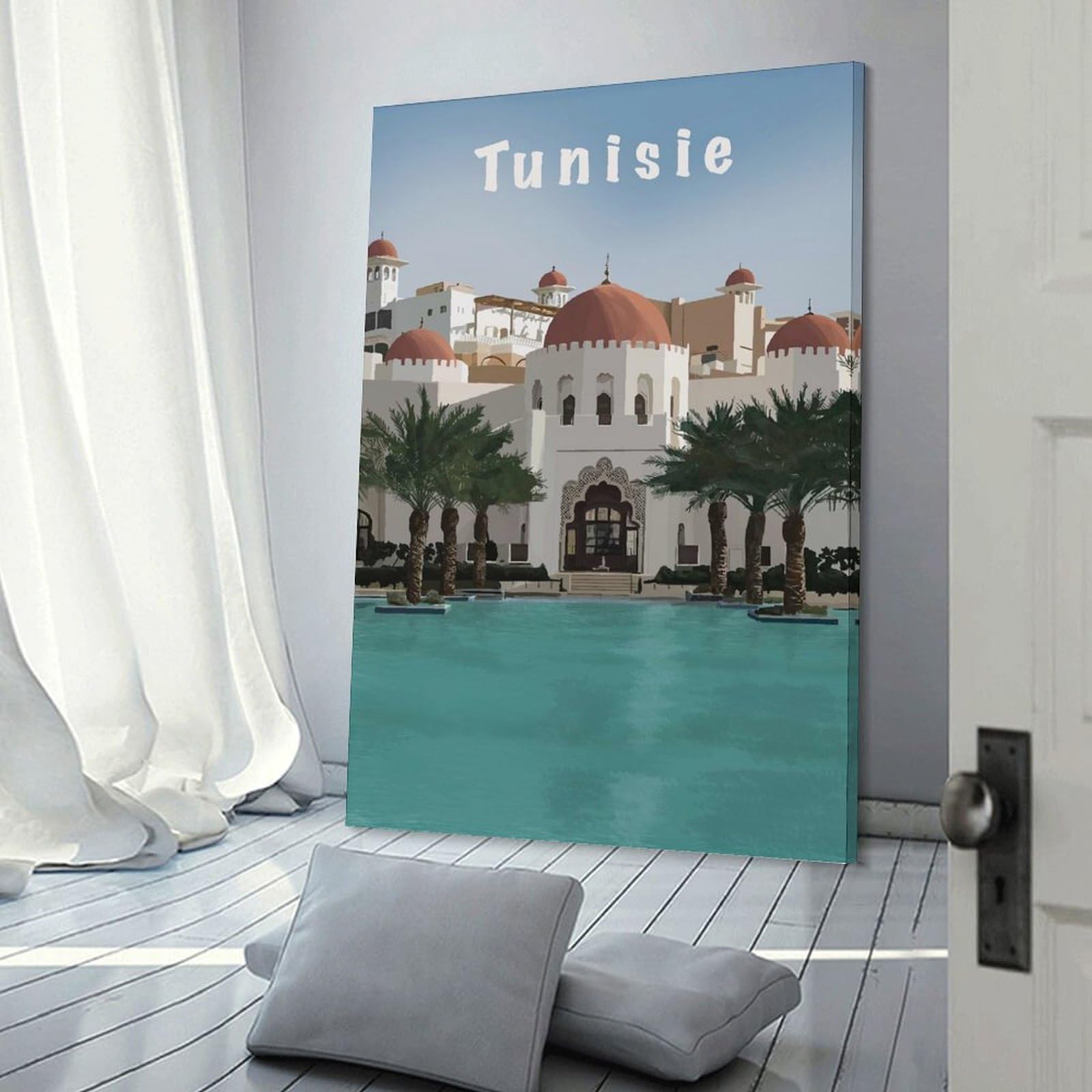 Junmoney Tunisie Travel Hanging Wall Art 20x30inch(50x75cm), for Feature Walls in Flats Or Modern Rooms, Home Wall Art for Statement Displays